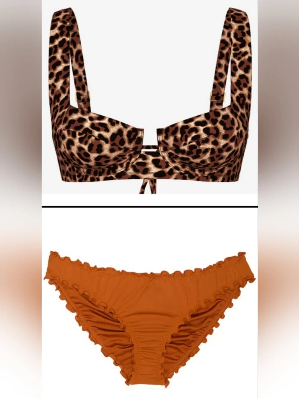 32B/S VS Swim Full Coverage Bikini Top Ruffle Cheeky Bikini Set Leopard